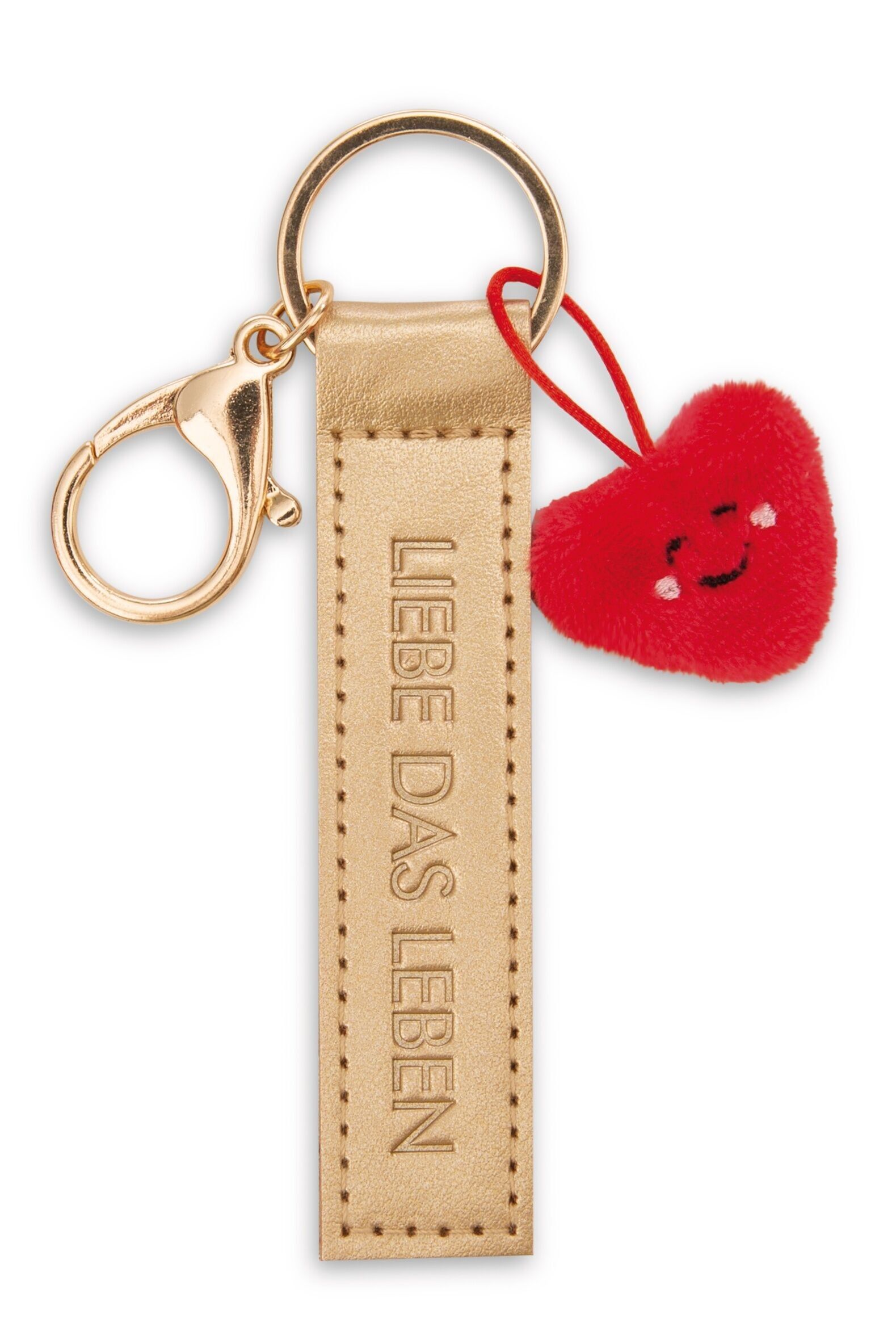 Portachiavi "Love life" cinturino in ecopelle oro 10cm m. Cuore sulla carta di intestazione