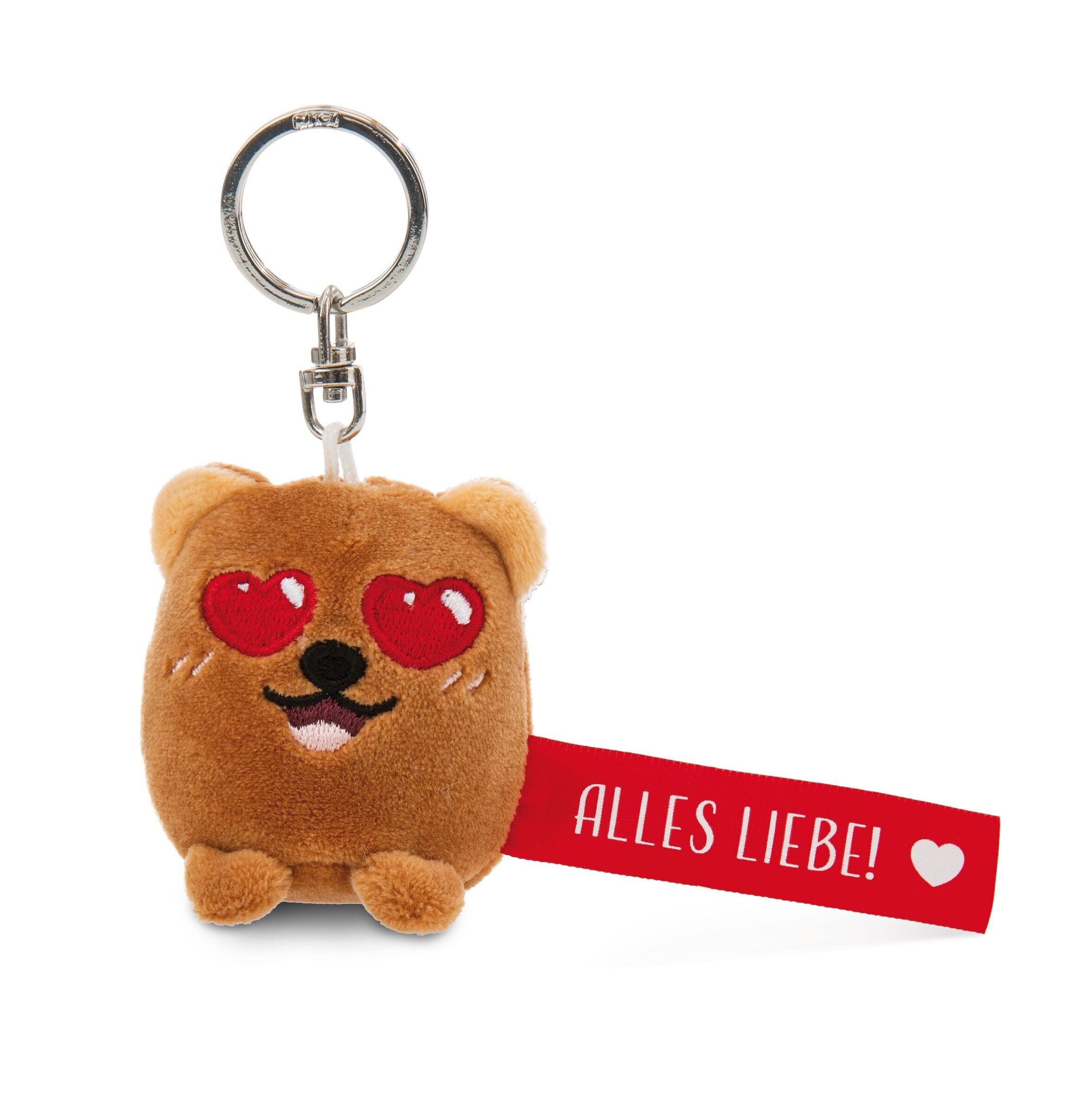 Schlüsselanhänger Bär „Alles Liebe!“ rot 5cm an Header Karte