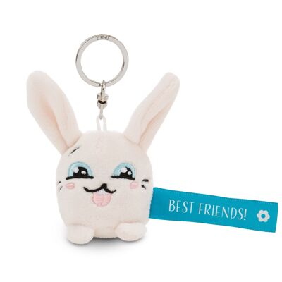 Portachiavi coniglietto "Best Friends!"blu 5 cm su cartoncino