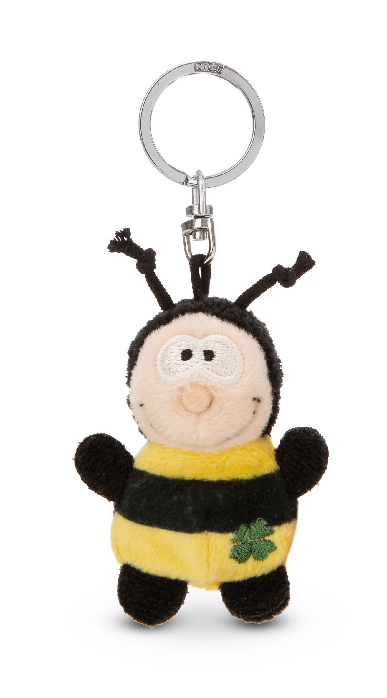 Schlüsselanhänger Biene mit Kleeblatt 5cm an Header Karte