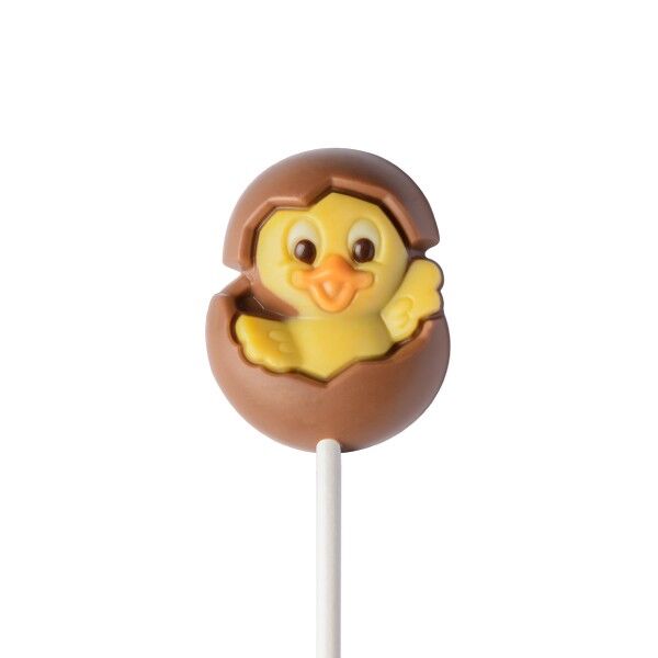 CHOCOLATE LOLLIPOP CHICK EASTER SHELL 15g - Display of 18 lollipops