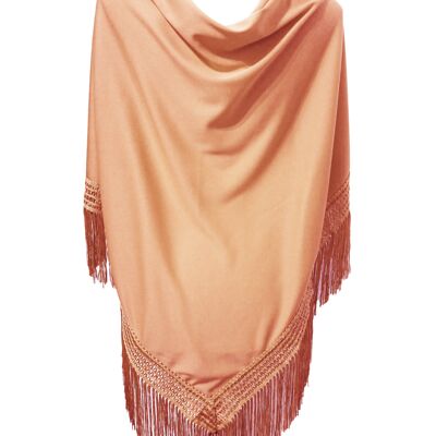 Large, plain flamenco shawl · Salmon (160 x 85cm)