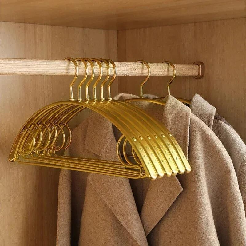 Wide Metal Gold & Silver Clothes Hanger │  Aluminum Alloy Wardrobe Organizer for Sweater Pants