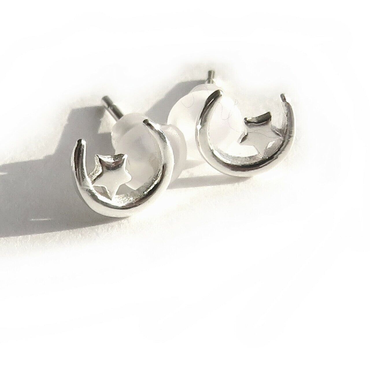 Orecchini in argento sterling con luna e stelle