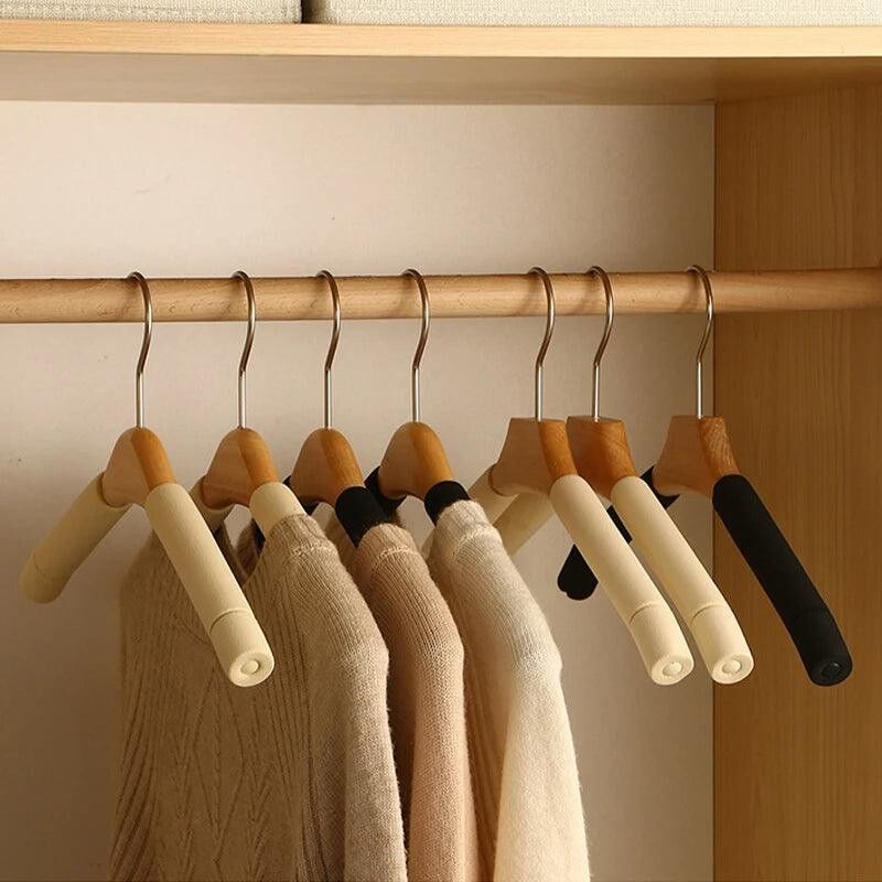 5 pcs Solid Wood Sponge Hangers │ Modern 360°Rotating  Non-slip Clothes Organizer