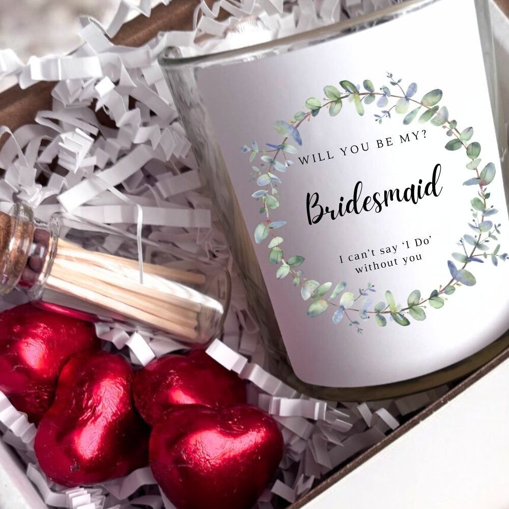 Will You Be My Bridesmaid? Glass Jar Candle Gift Set - Eucalyptus