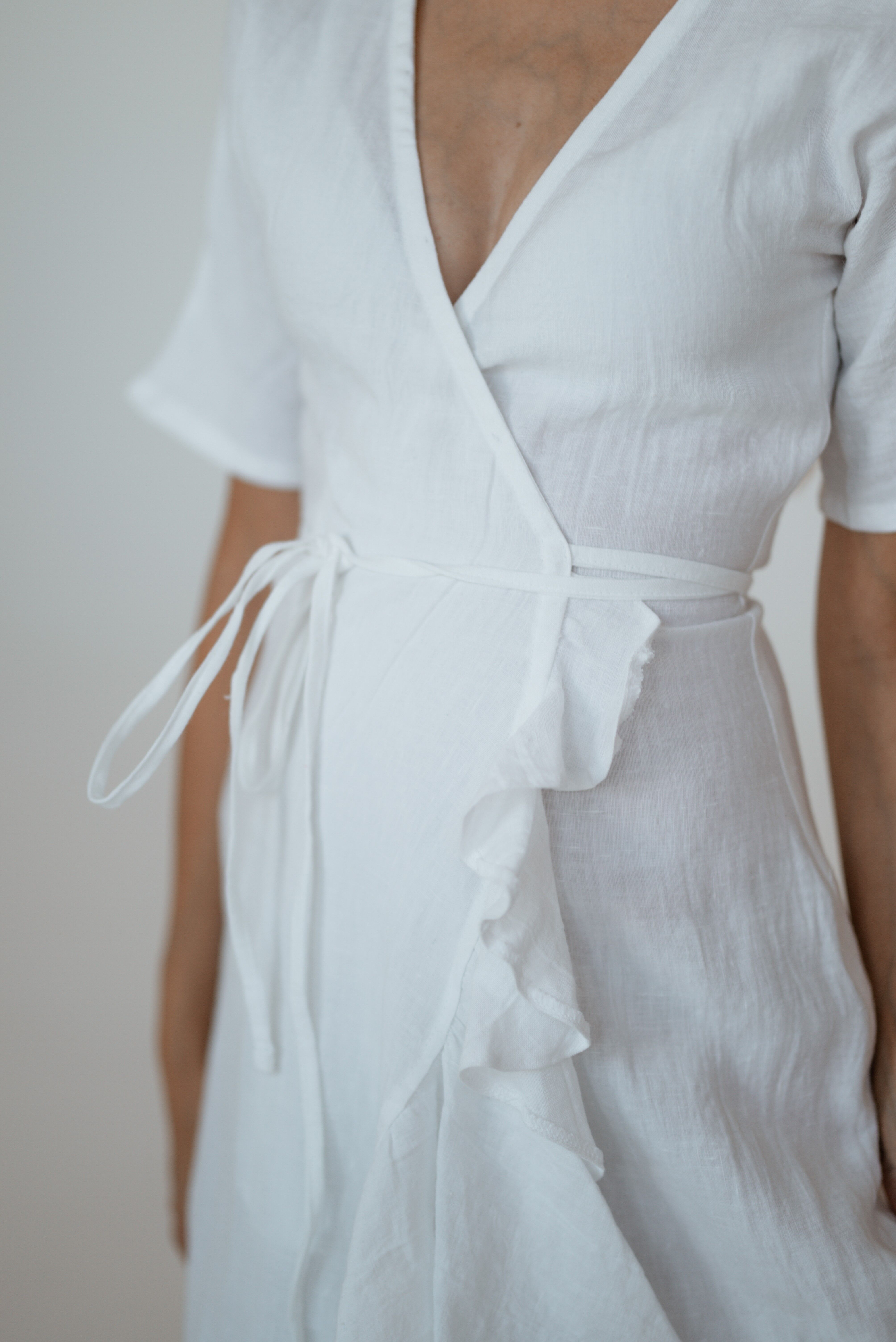 Linen Dress CW031 in OPTICAL WHITE