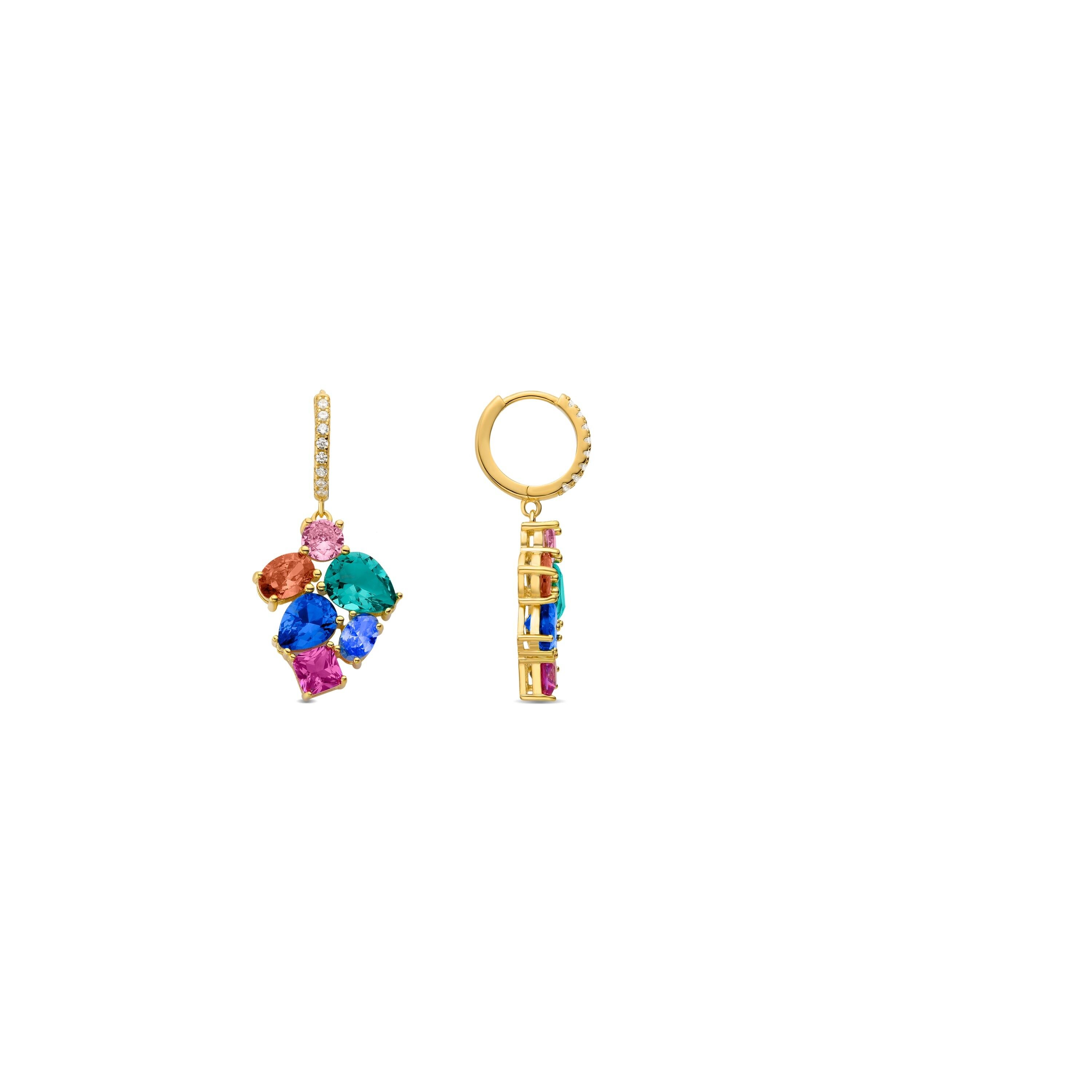 Orecchini Luxenter in argento sterling 925 con zirconi multicolori rifiniti in oro giallo 18 carati - Horax
