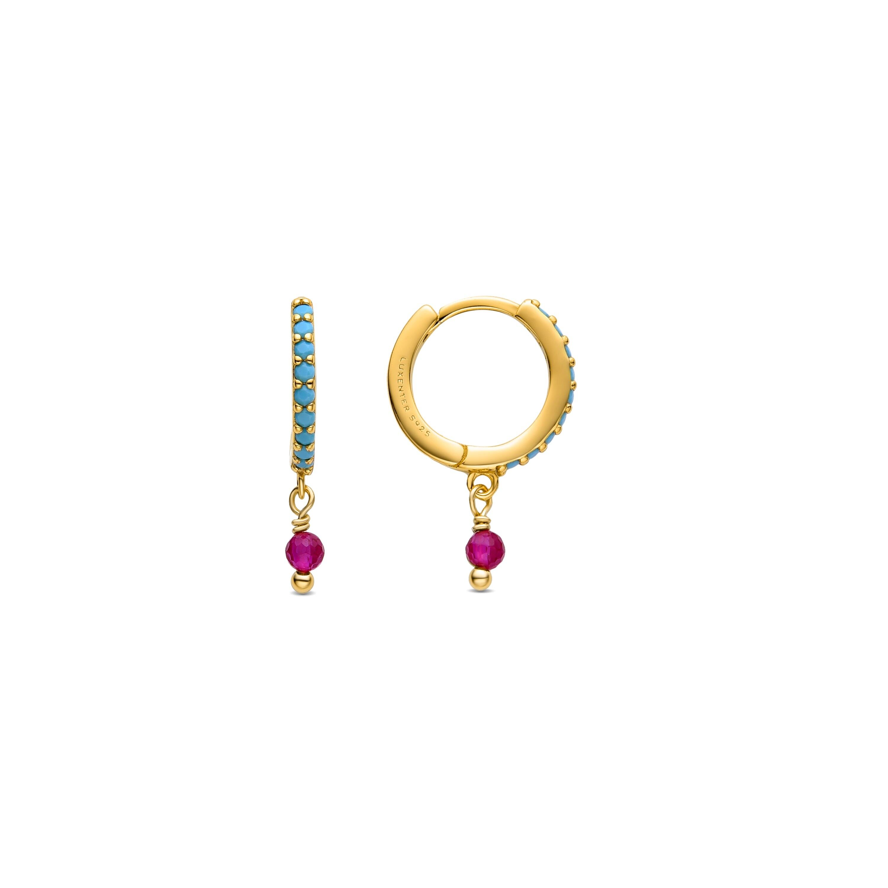 Orecchini Luxenter in argento sterling 925 con nano turchese rifiniti in oro giallo 18 carati - Suf