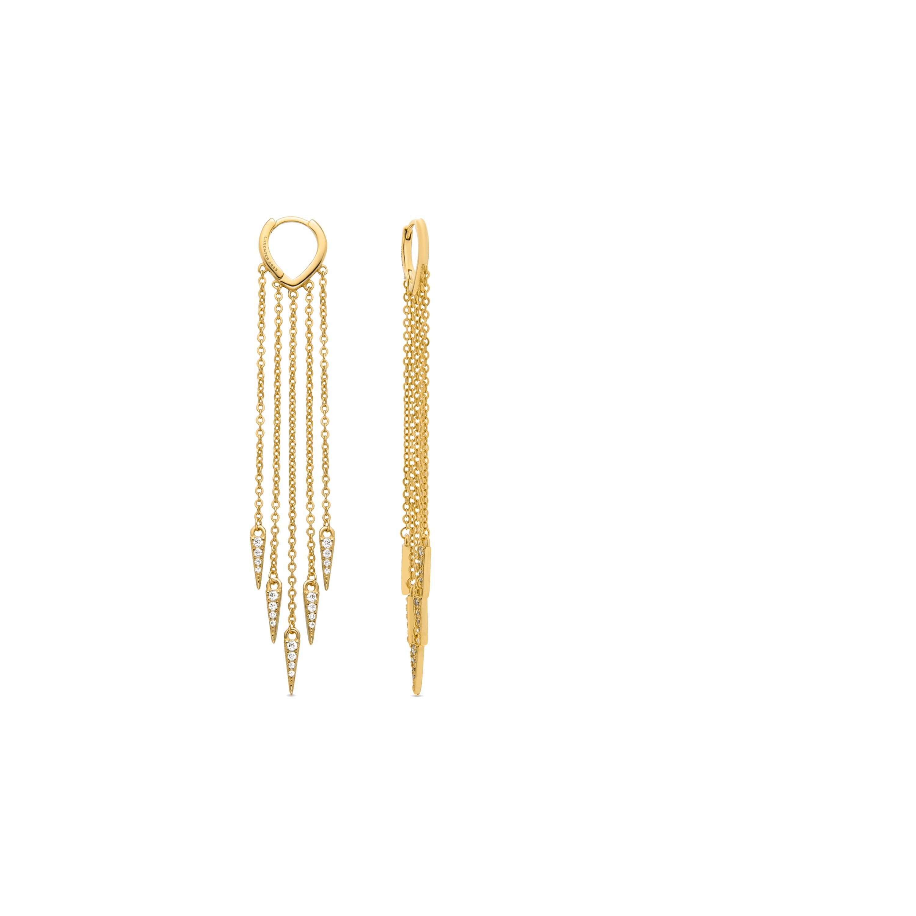 Orecchini Luxenter in argento sterling 925 con zirconi lucenti rifiniti in oro giallo 18 carati - Ryzal