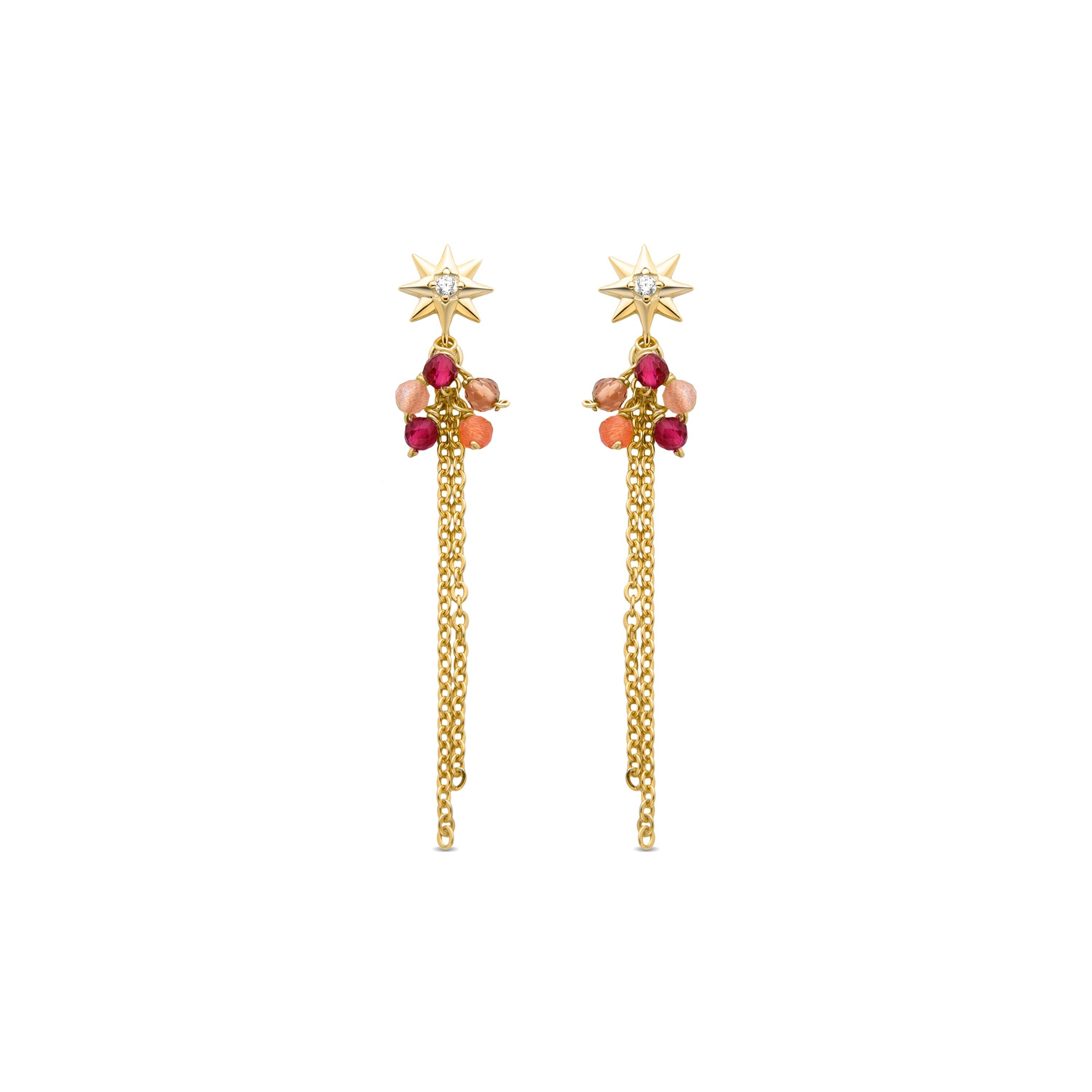 Orecchini Luxenter in argento sterling 925 con cristalli multicolori rifiniti in oro giallo 18 carati - Sekhay