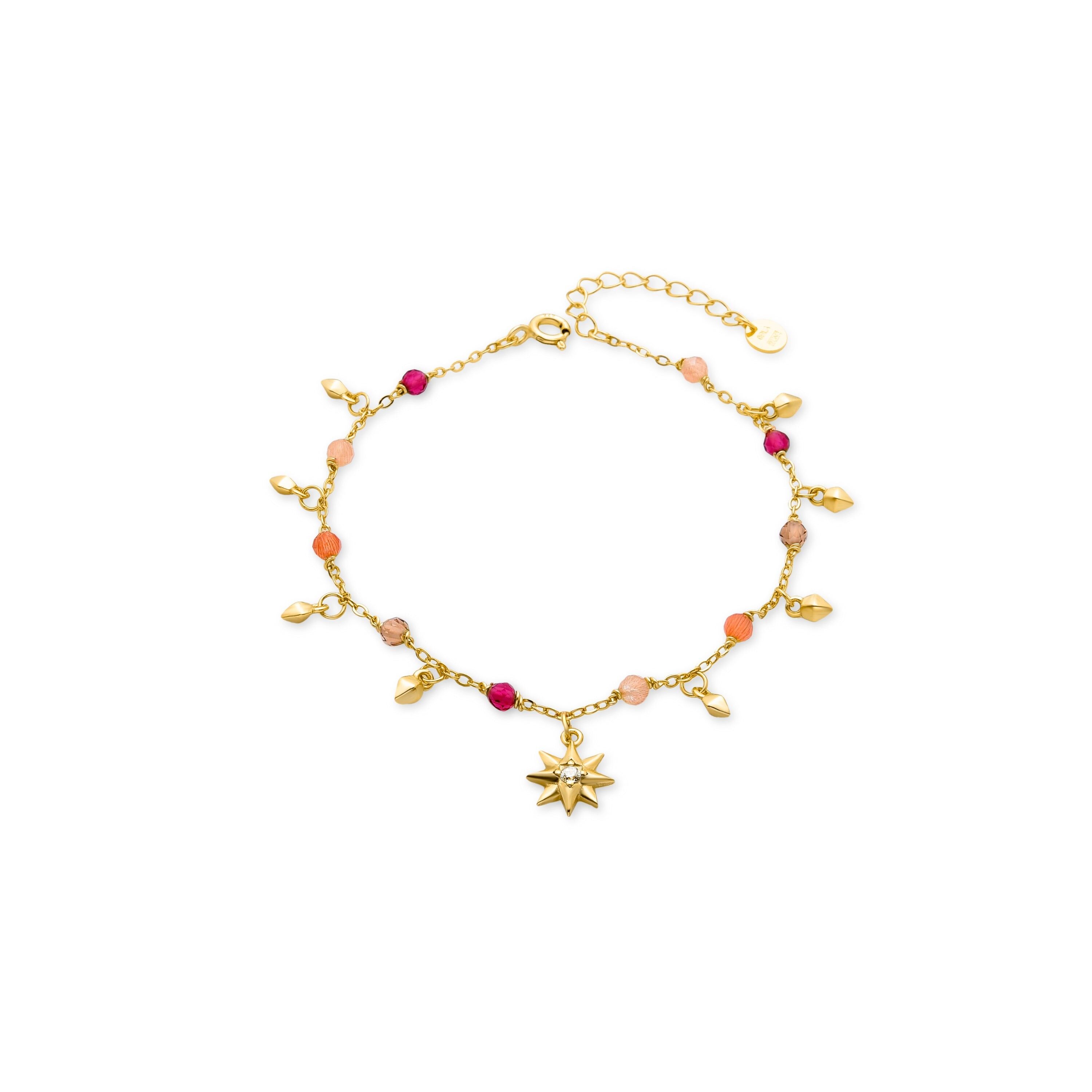 Bracciale Luxenter in argento sterling 925 con cristalli multicolori rifinito in oro giallo 18 carati - Sekhay