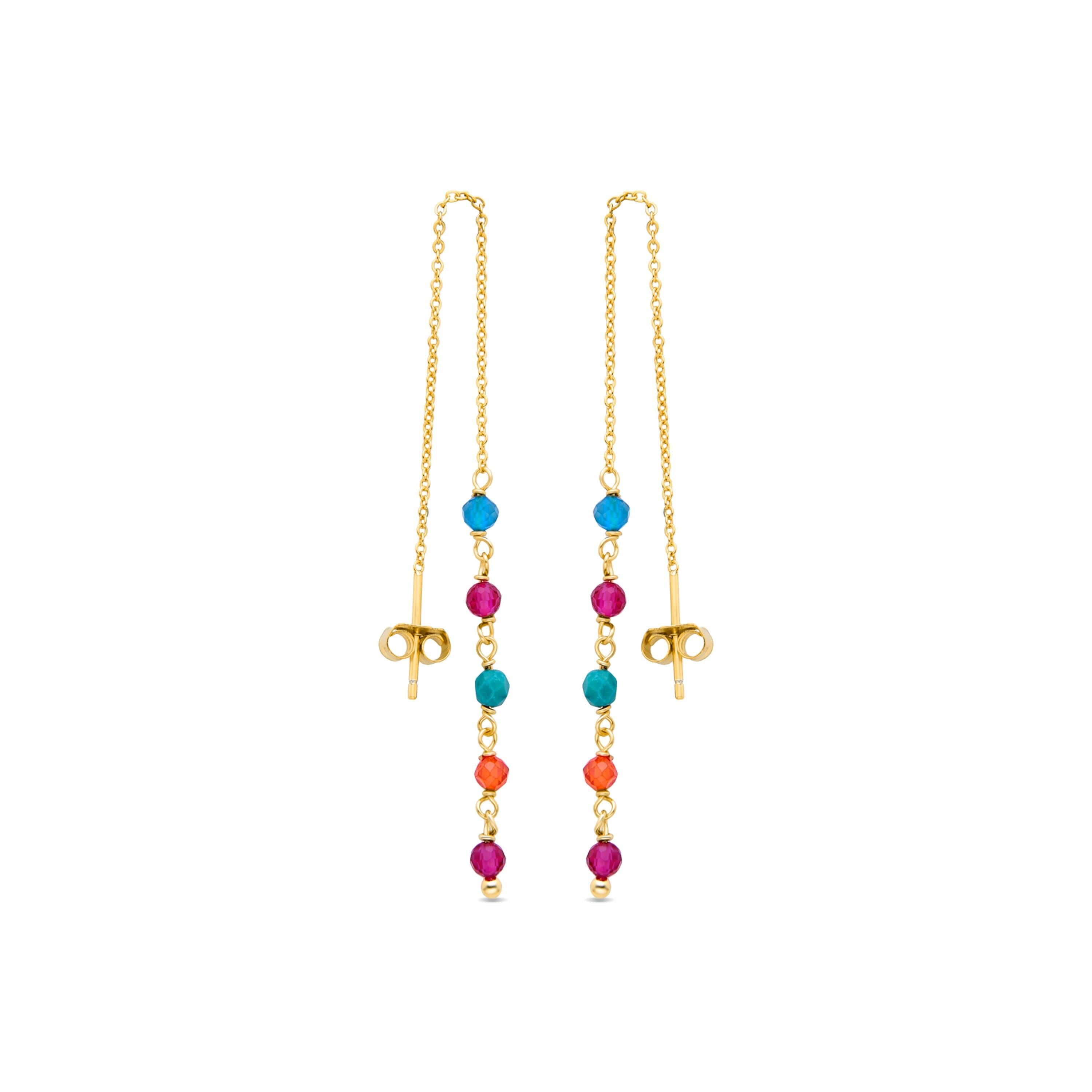 Orecchini Luxenter in argento sterling 925 con cristalli multicolori rifiniti in oro giallo 18 carati - Bordo