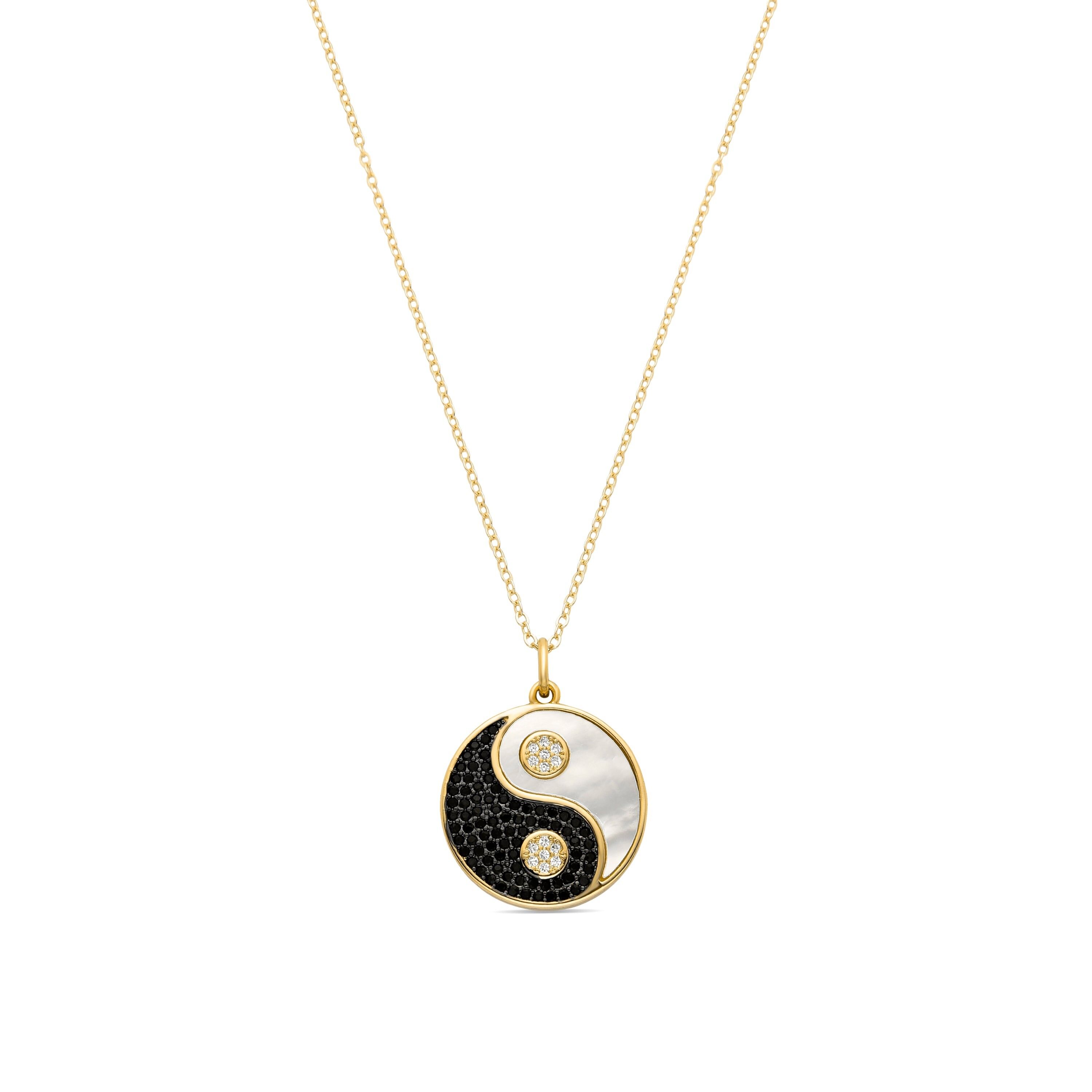 Collana Luxenter in argento sterling 925 con madreperla bianca rifinita in oro giallo 18 carati - Yinyang