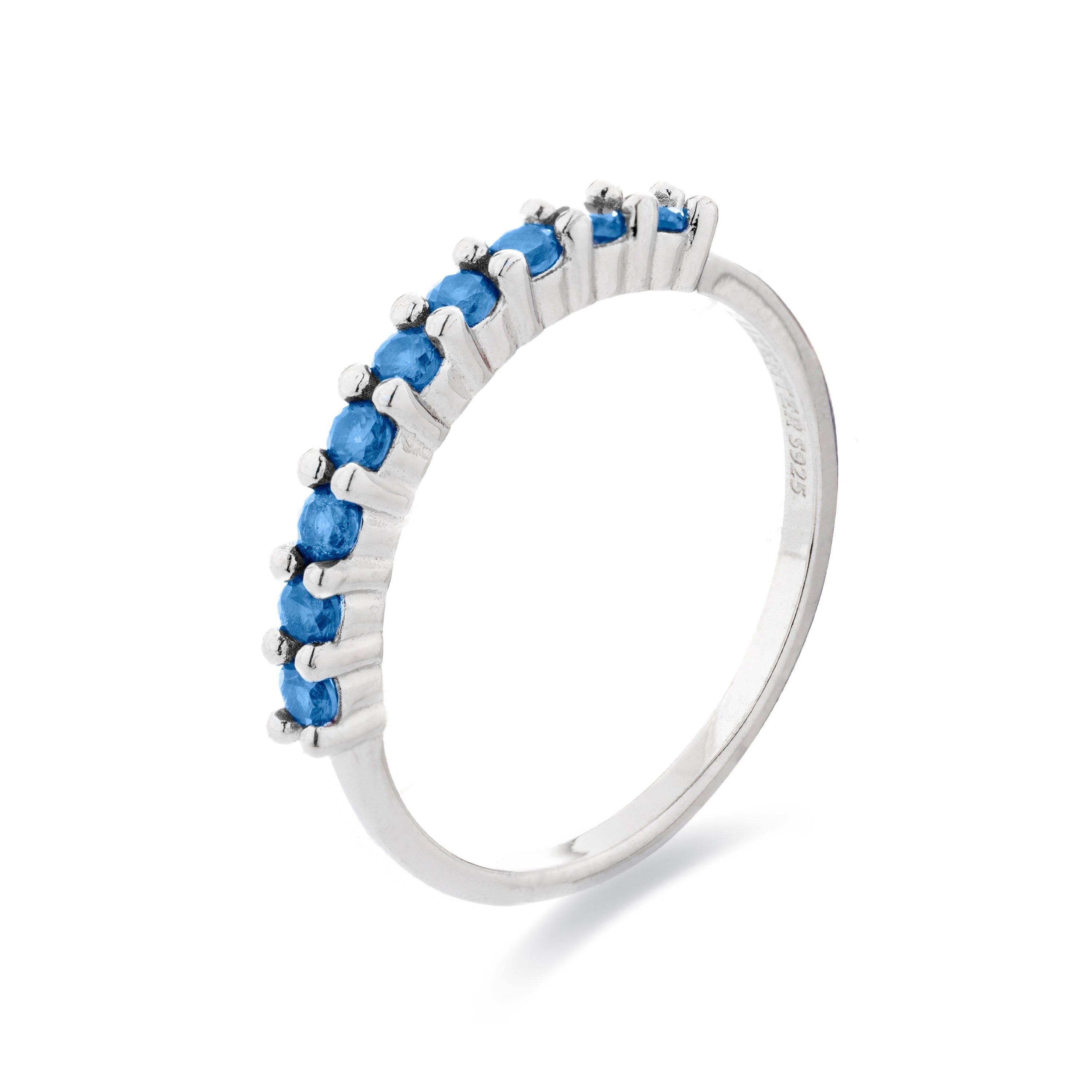 Anello Luxenter in argento sterling 925 con zirconi e topazio azzurro rifiniti in rodio - Reiva