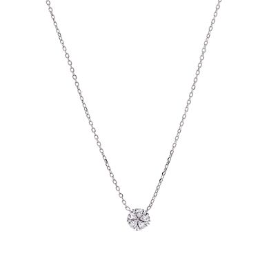 Luxenter 925 Sterling Silver Necklace with Shiny Zirconia Finished in Rhodium - Ashee