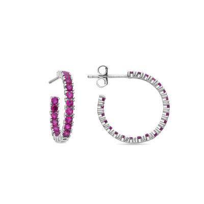 Orecchini Luxenter in Argento Sterling 925 con Rubini Zirconi rifiniti in rodio - Iotha