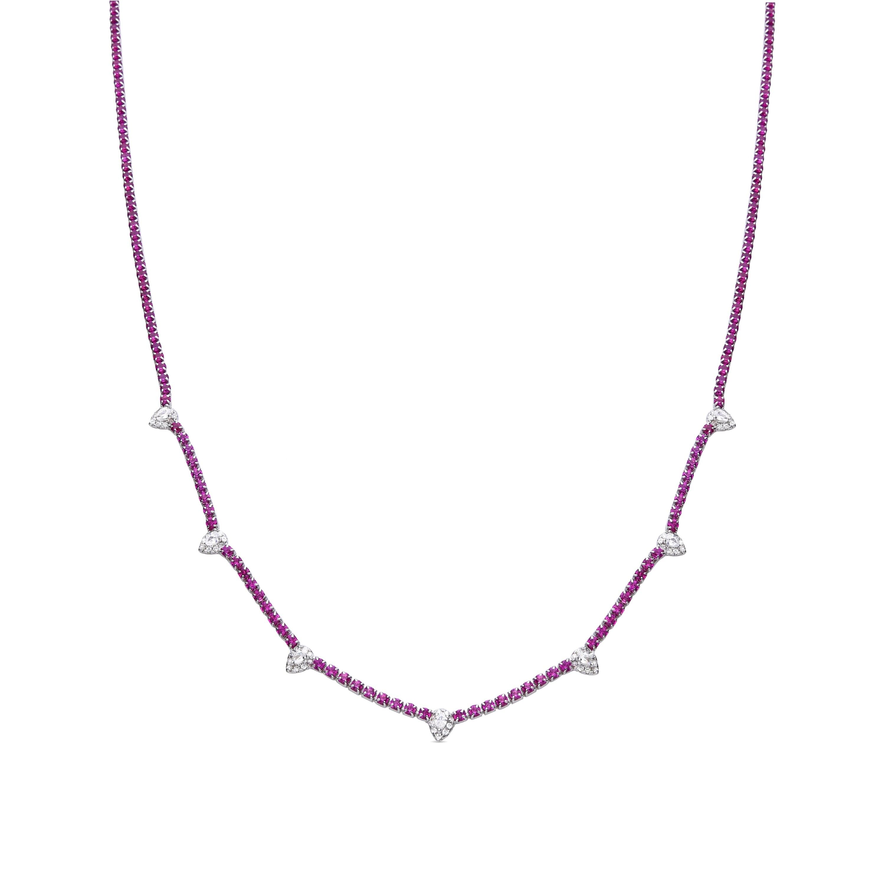 Collana Luxenter in Argento Sterling 925 con Rubini Zirconi rifiniti in rodio - Silbil