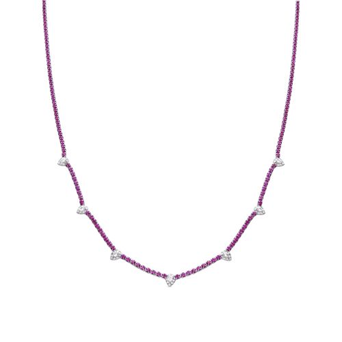 Collar Luxenter de Plata de Ley 925 con Circonita Rubí acabado en rodio - Silbil