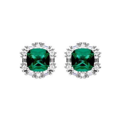 Orecchini Luxenter in argento sterling 925 con smeraldi zirconi rifiniti in rodio - Zemoa