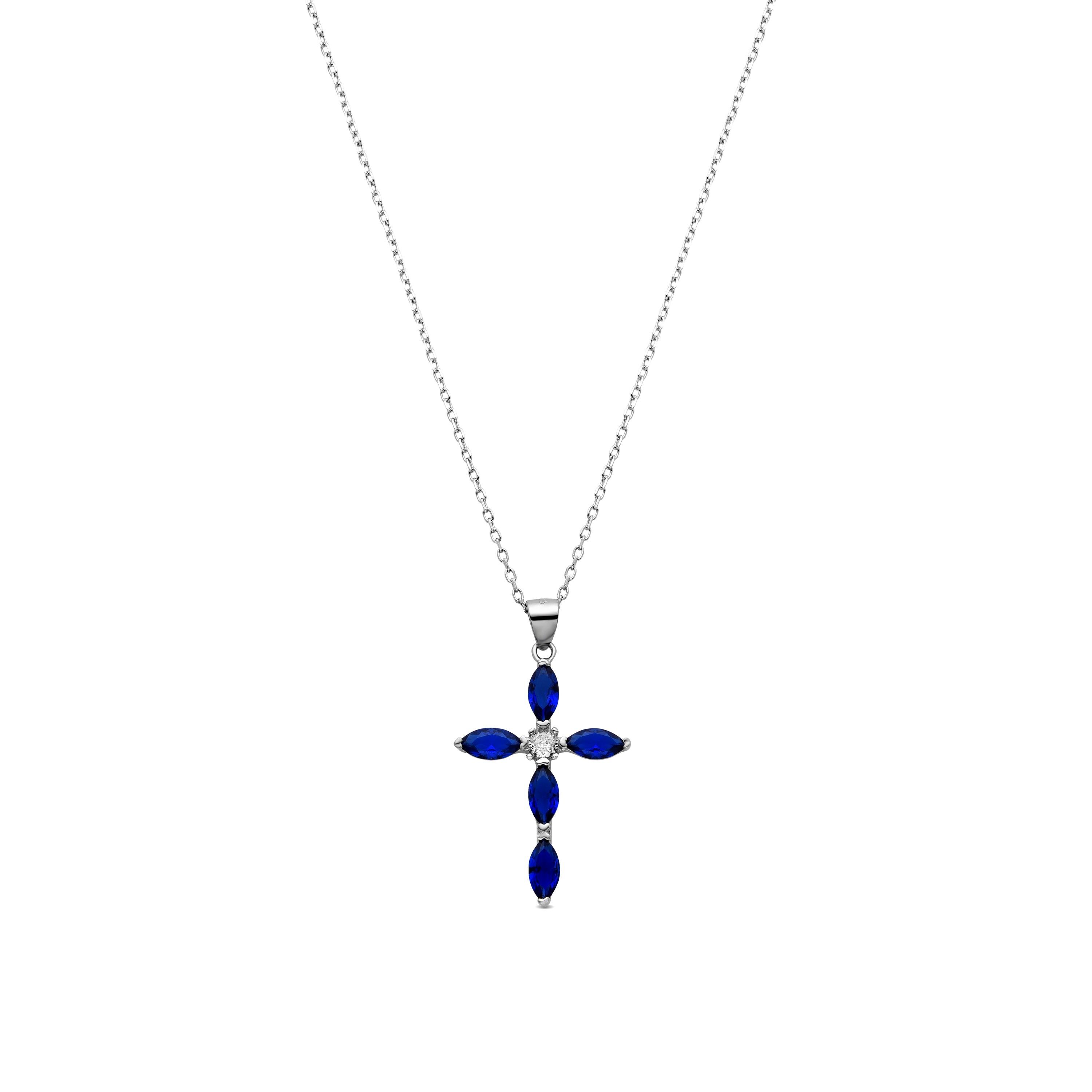 Collana Luxenter in Argento Sterling 925 con Zaffiri Zirconi rifiniti in rodio - Lowfer