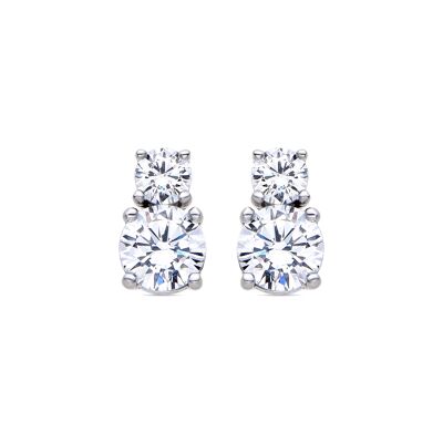 Boucles d'oreilles Luxenter en Argent Sterling 925 avec Zircone Brillante finies en rhodium - Jadula