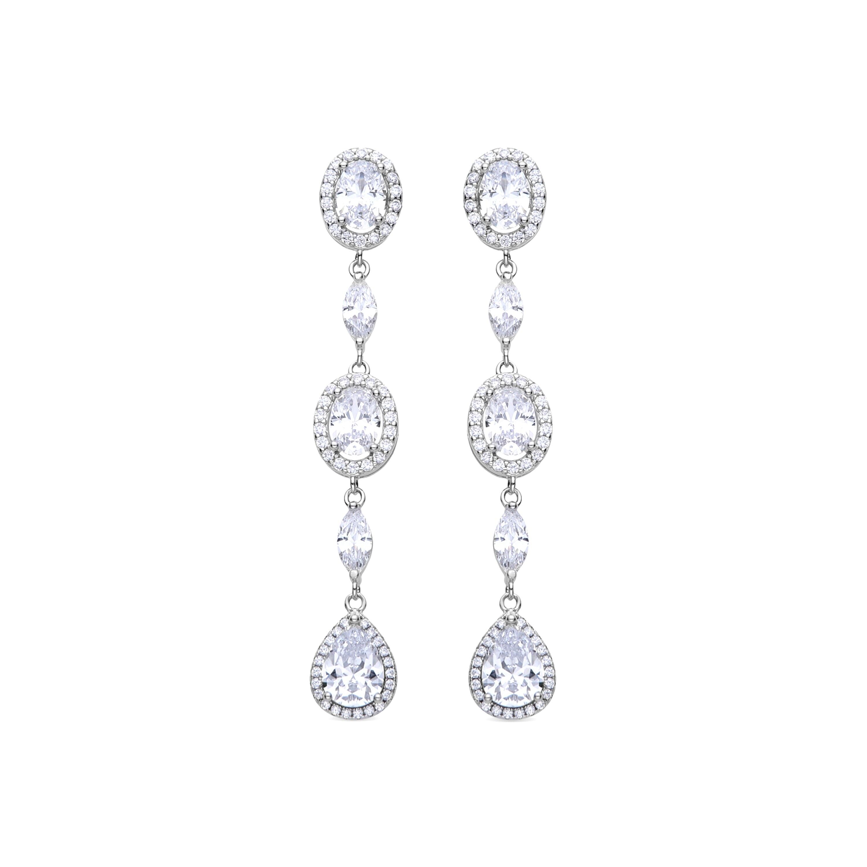 Orecchini Luxenter in Argento Sterling 925 e Zirconi Lucidi rifiniti in rodio - Alhid