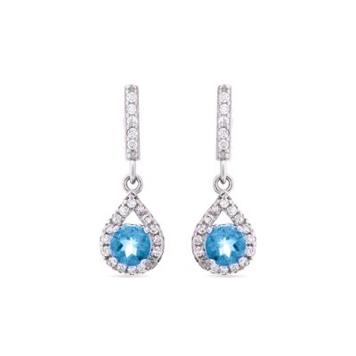Pendientes Luxenter de Plata de Ley 925 con Topacio Azul Natural acabados en rodio - Moky