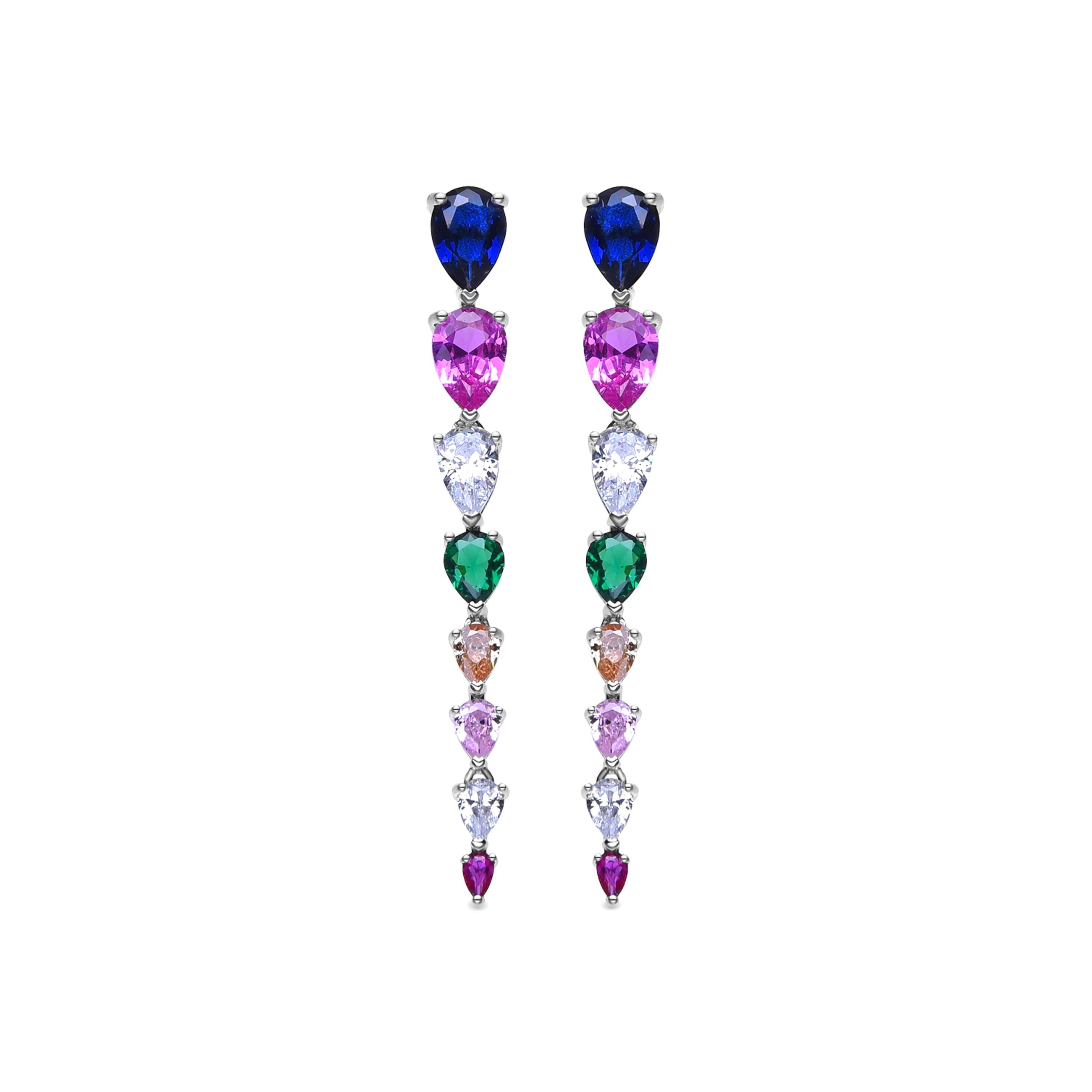 Orecchini Luxenter in Argento Sterling 925 e Zirconi Multicolor rifiniti in rodio - Norja