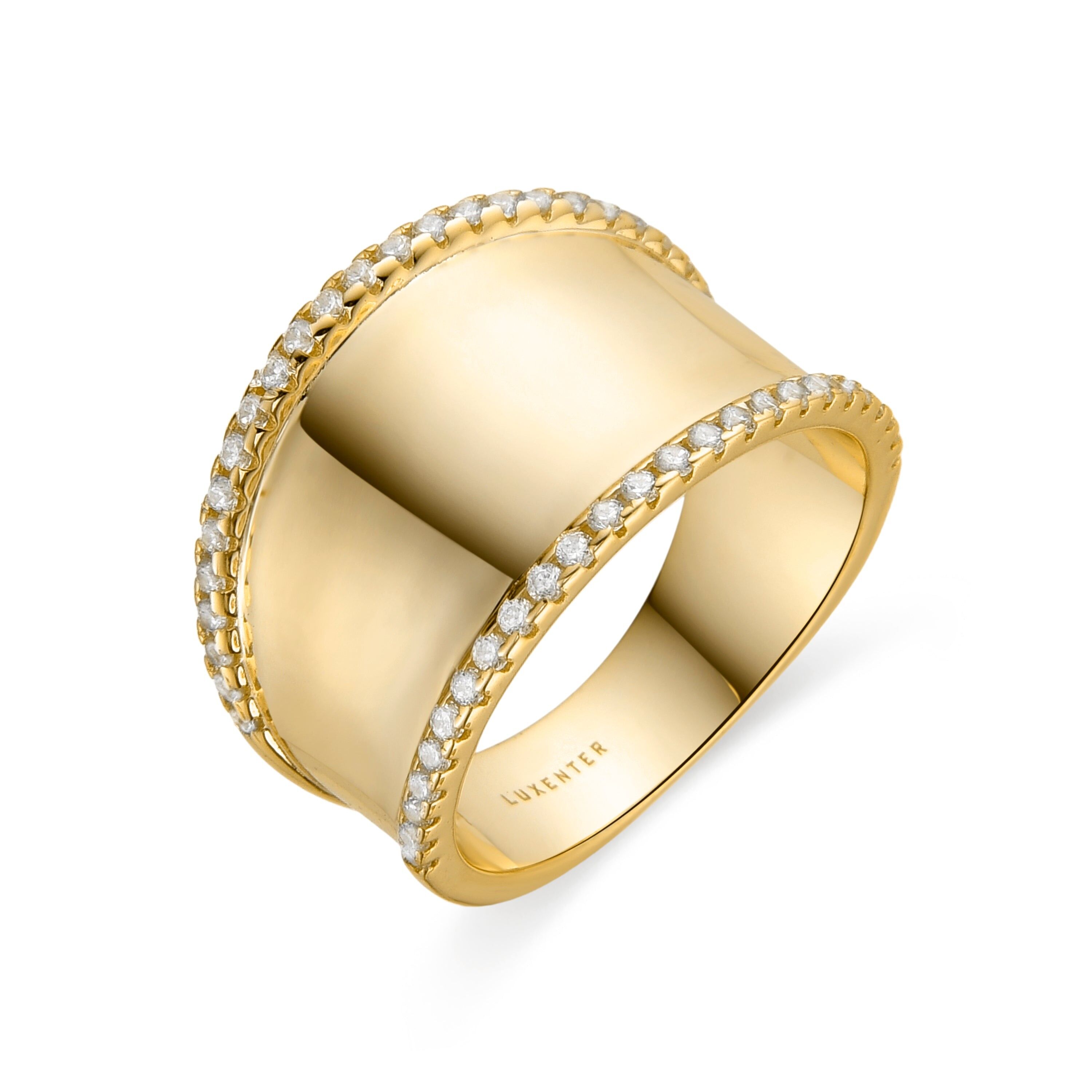 Anello Luxenter in argento sterling 925 e zirconi lucenti rifinito in oro giallo 18 carati - Vodrum