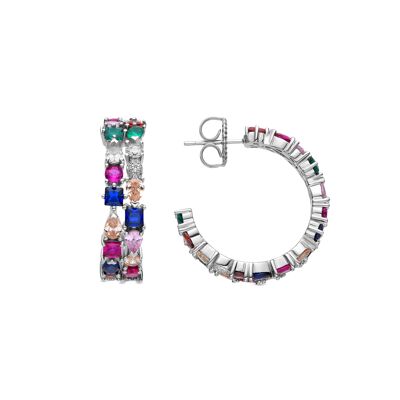 Luxenter earrings made of 925 sterling silver and multicoloured zirconia with rhodium finish - Merty