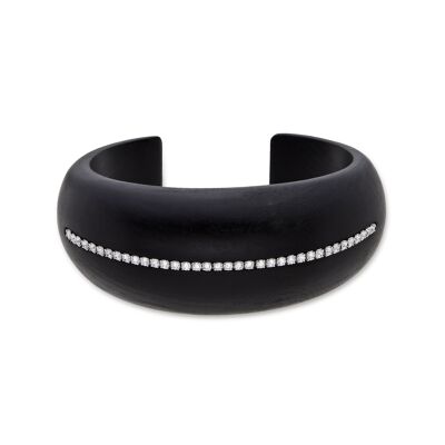 Pulsera Luxenter de Plata de Ley 925 y Madera Negra acabada en rodio - Iwox