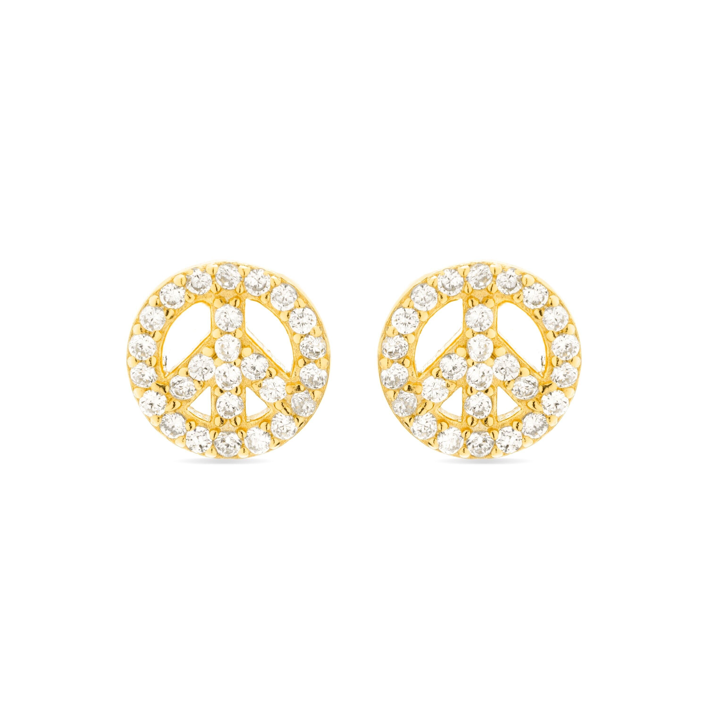 Orecchini Luxenter in argento sterling 925 e zirconi lucenti rifiniti in oro giallo 18 carati - Pace