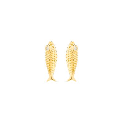 Orecchini Luxenter in argento sterling 925 e zirconi lucenti con finitura in oro giallo 18 carati - Pesce