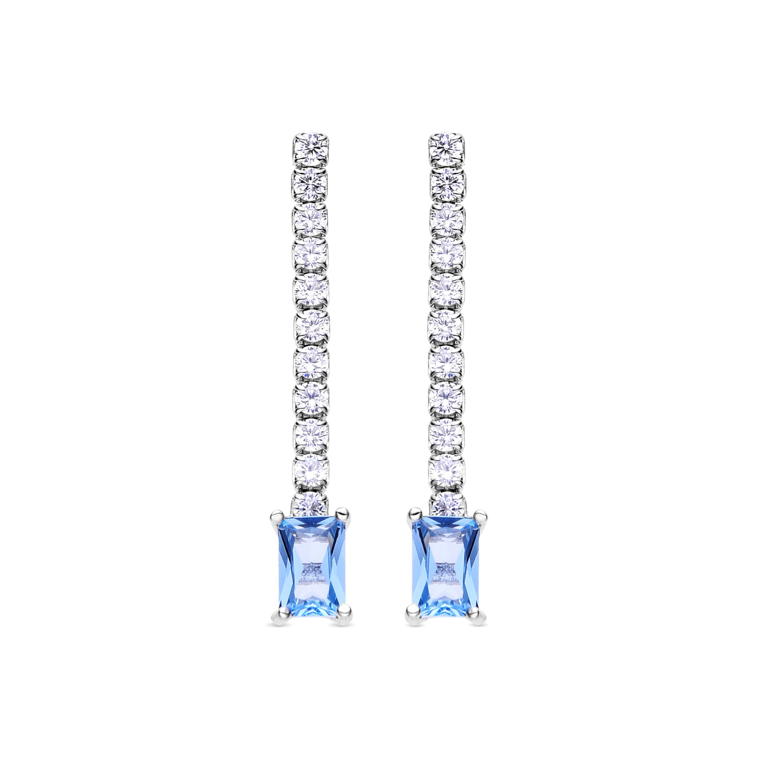 Orecchini Luxenter in Argento Sterling 925 e Zirconi Acquamarina rifiniti in rodio - Meko