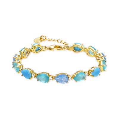 Bracelet Luxenter en argent sterling 925 et quartz hydrothermal bleu clair fini en or jaune 18 carats - Iknas