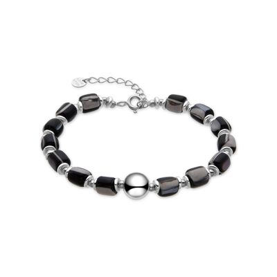 Bracciale Luxenter in argento sterling 925 e madreperla nera con finitura rodio - Maddul