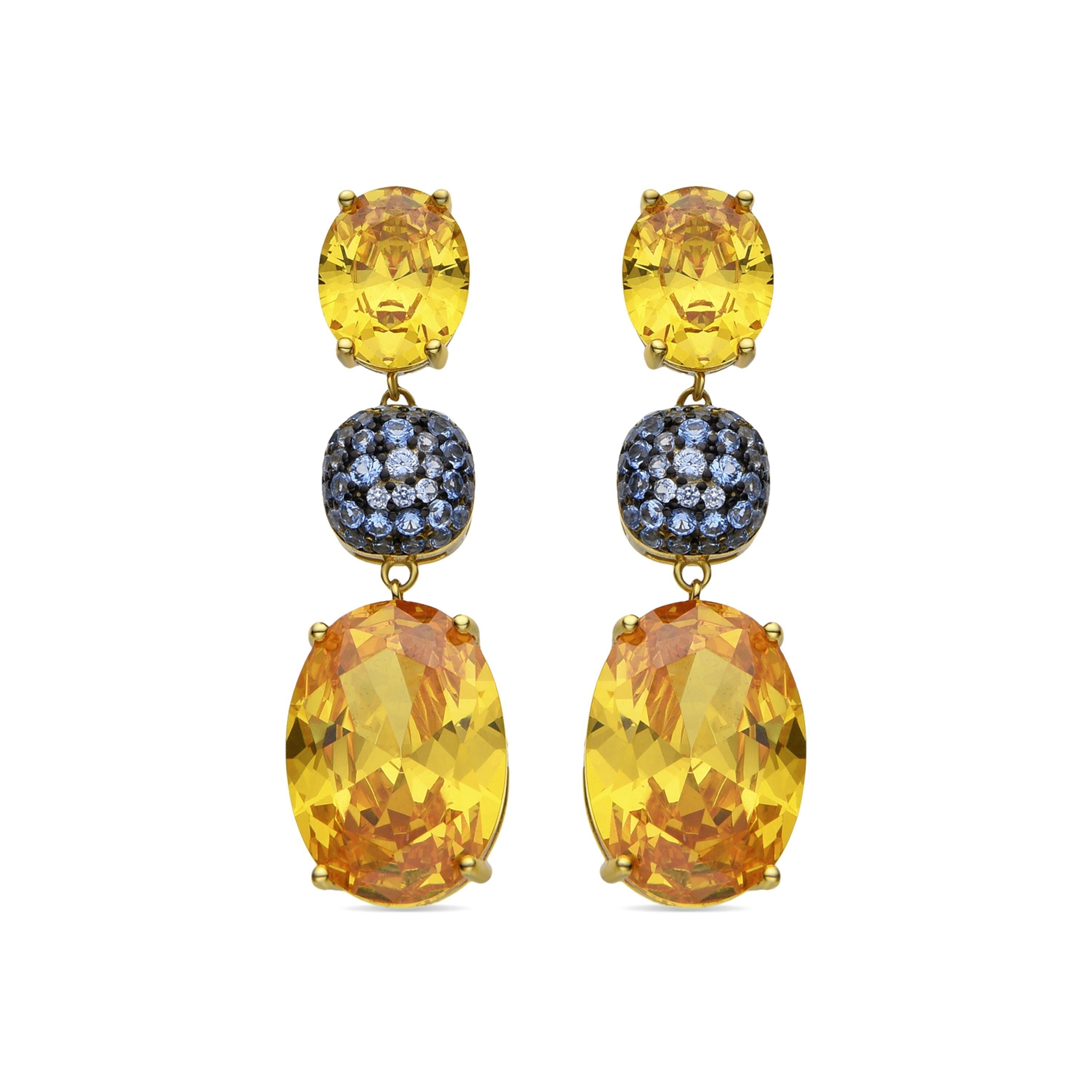 Orecchini Luxenter in argento sterling 925 e Padparadscha rifiniti in oro giallo 18 carati - Filia