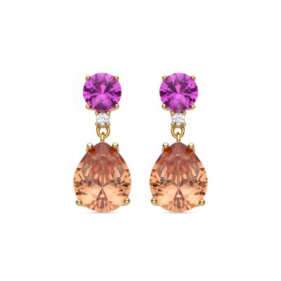 Orecchini Luxenter in argento sterling 925 e quarzo idrotermale arancione rifiniti in oro giallo 18 carati - Panith