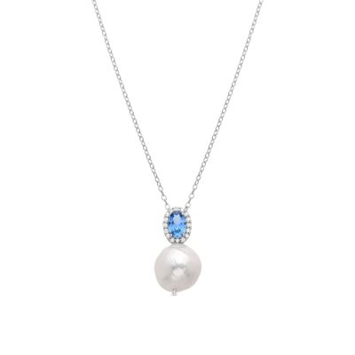 Collana Luxenter in argento sterling 925 e zirconi zaffiro con finitura rodio - Ihri