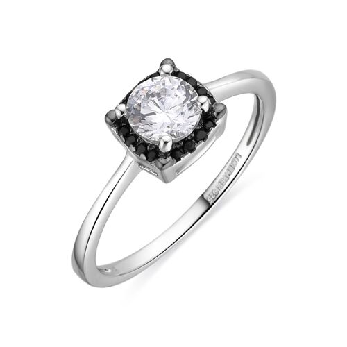 Anillo Luxenter de Plata de Ley 925 y Circonita Onix acabado en rodio - Lehak