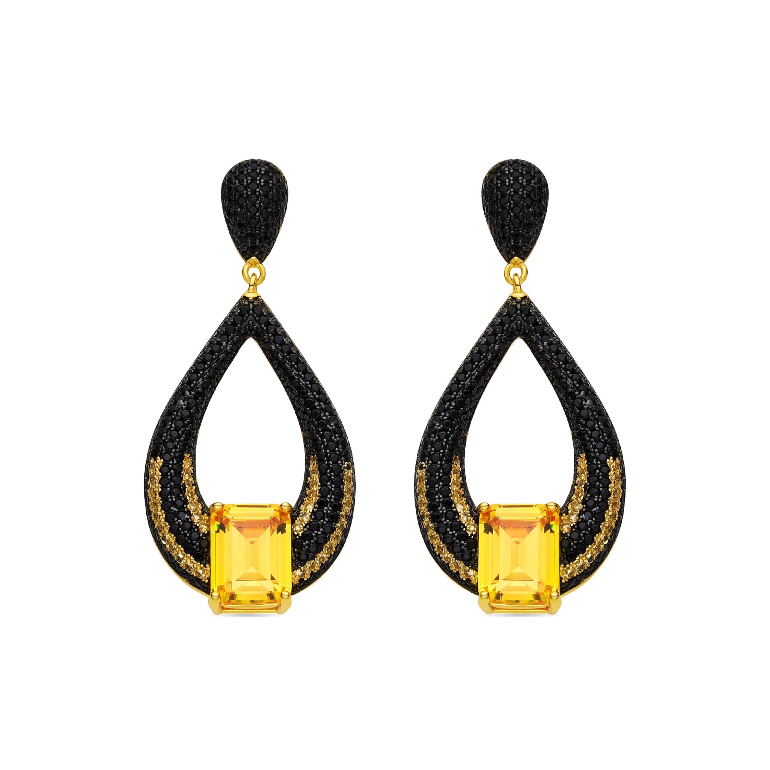 Luxenter Ohrringe aus 925er Sterlingsilber und Onyx-Zirkonia mit Rhodium-Finish - Udrol