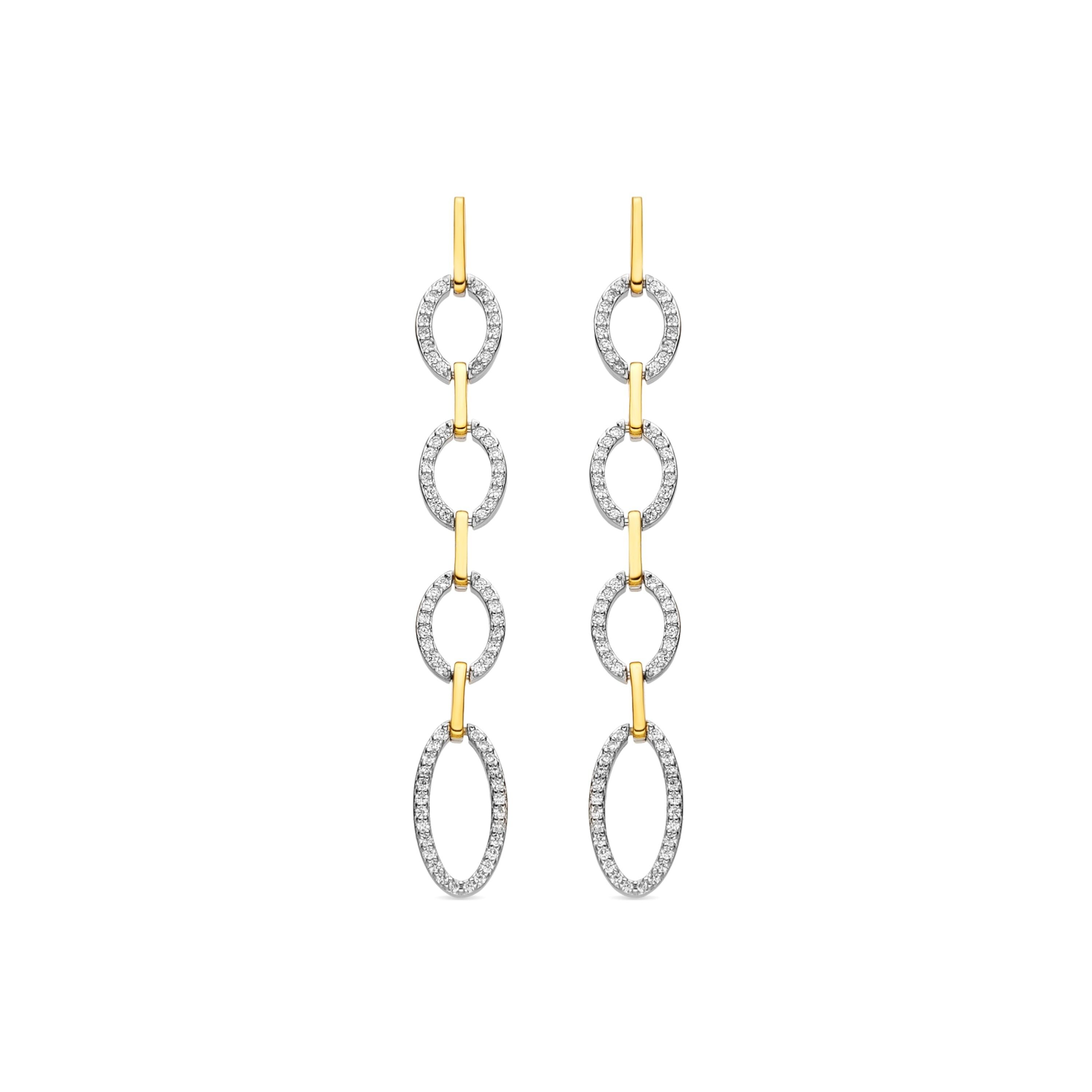 Orecchini Luxenter in argento sterling 925 e zirconi lucidi con finitura in oro 18k - Makonza