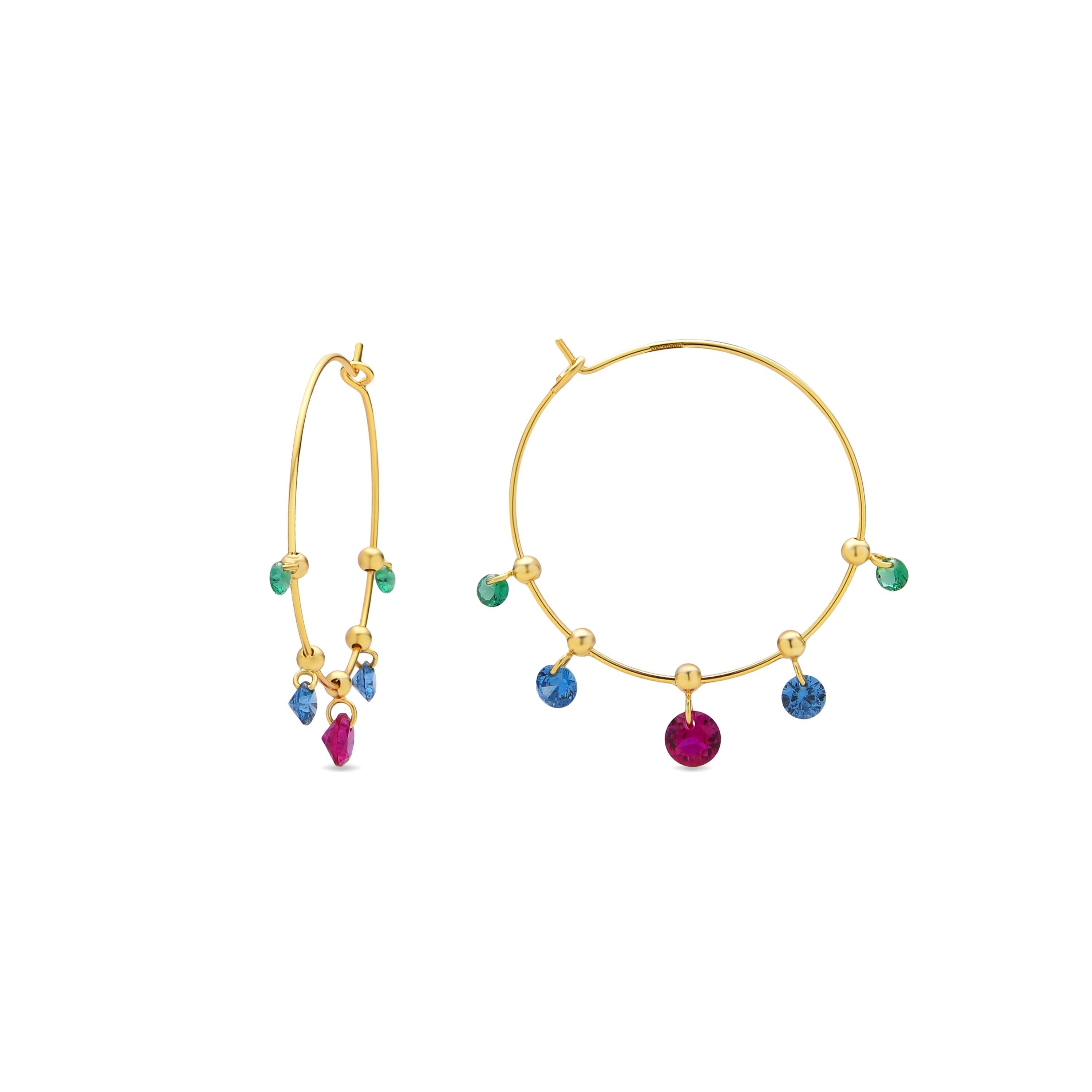 Orecchini Luxenter in argento sterling 925 e zirconi multicolori rifiniti in oro giallo 18k - Yhapec