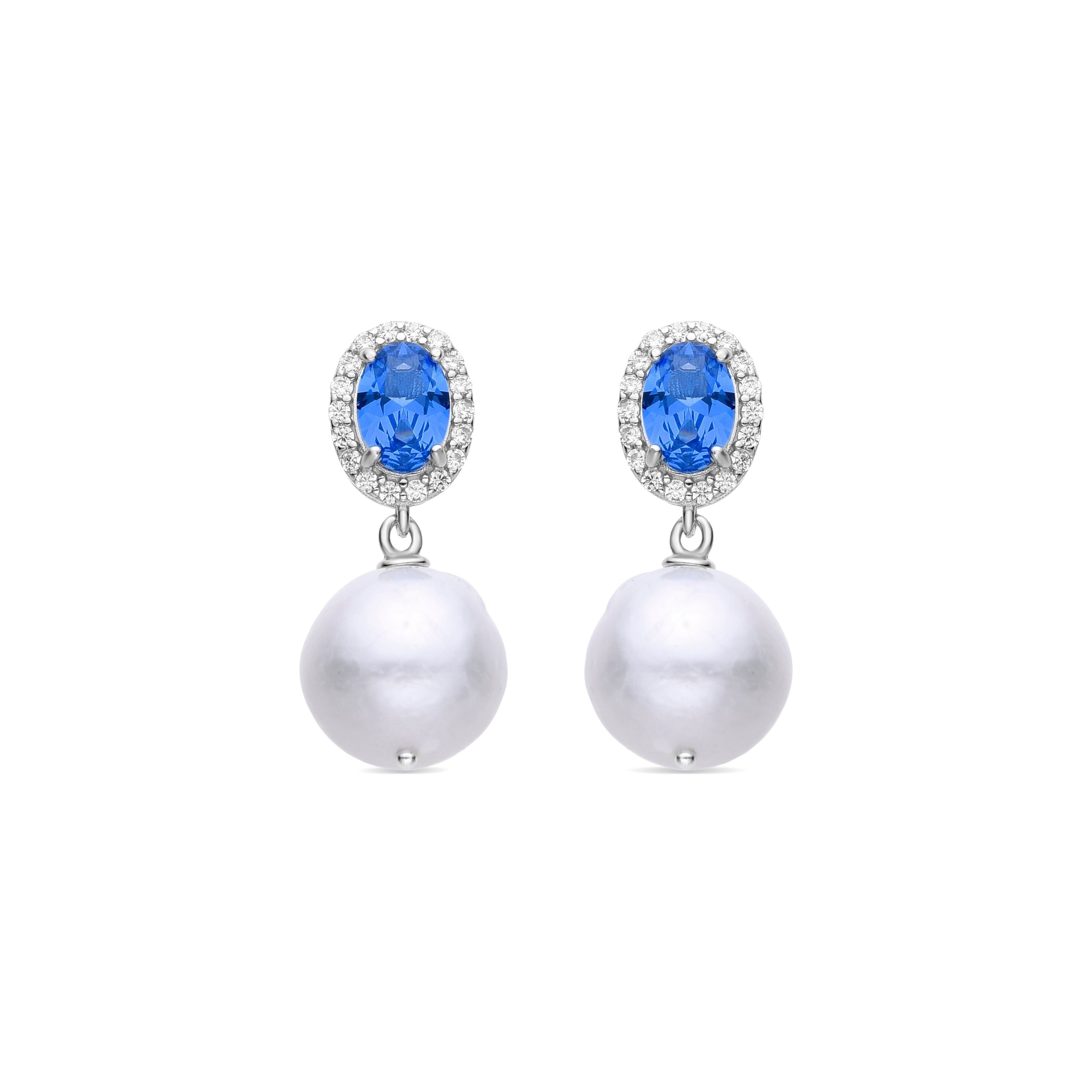 Orecchini Luxenter in argento sterling 925 e zirconi zaffiro con finitura rodiata - Ihri