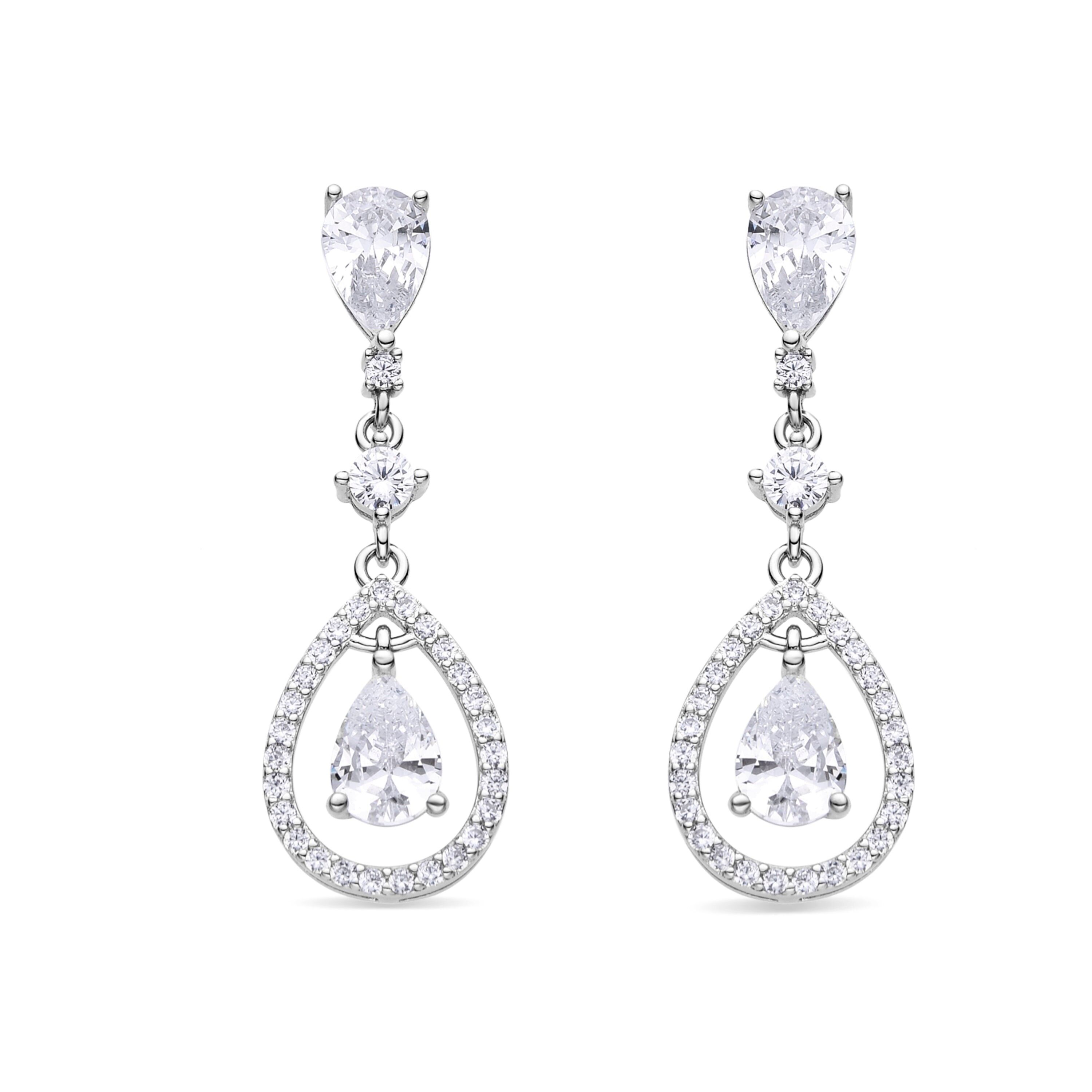 Orecchini Luxenter in argento sterling 925 e zirconi brillanti con finitura rodiata - Madio