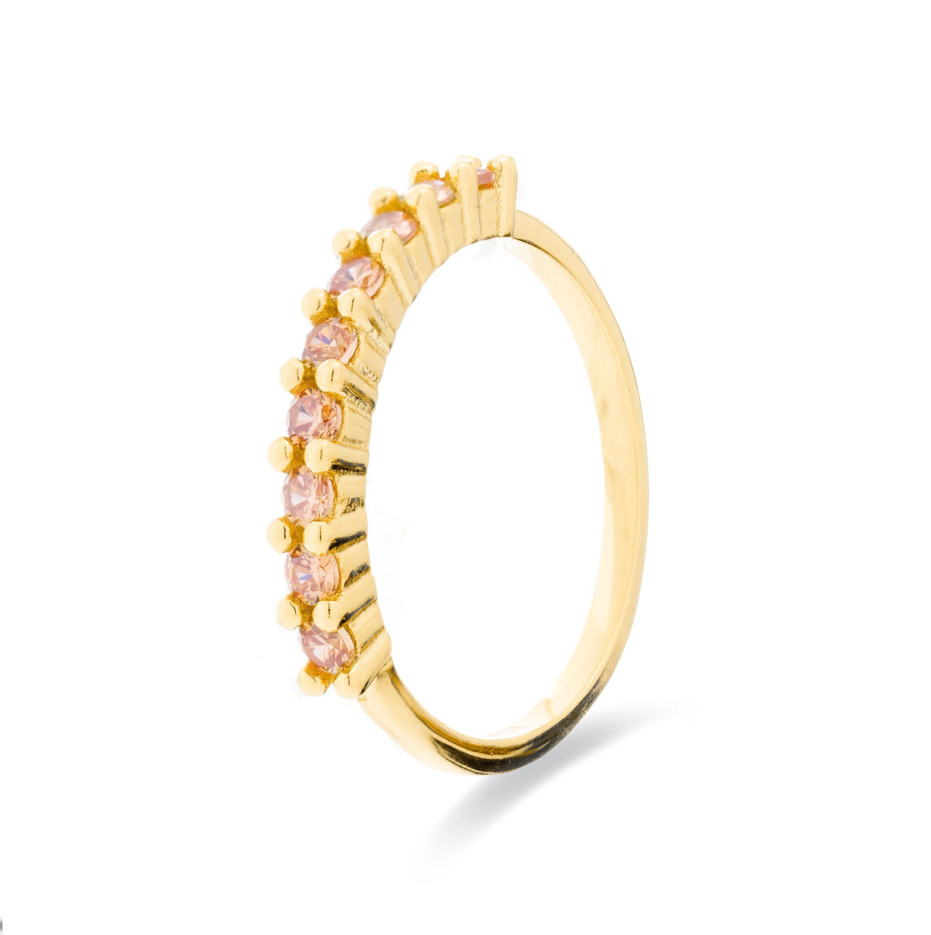 Anello Luxenter in argento sterling 925 con zirconi champagne rifinito in oro giallo 18k - Reiva