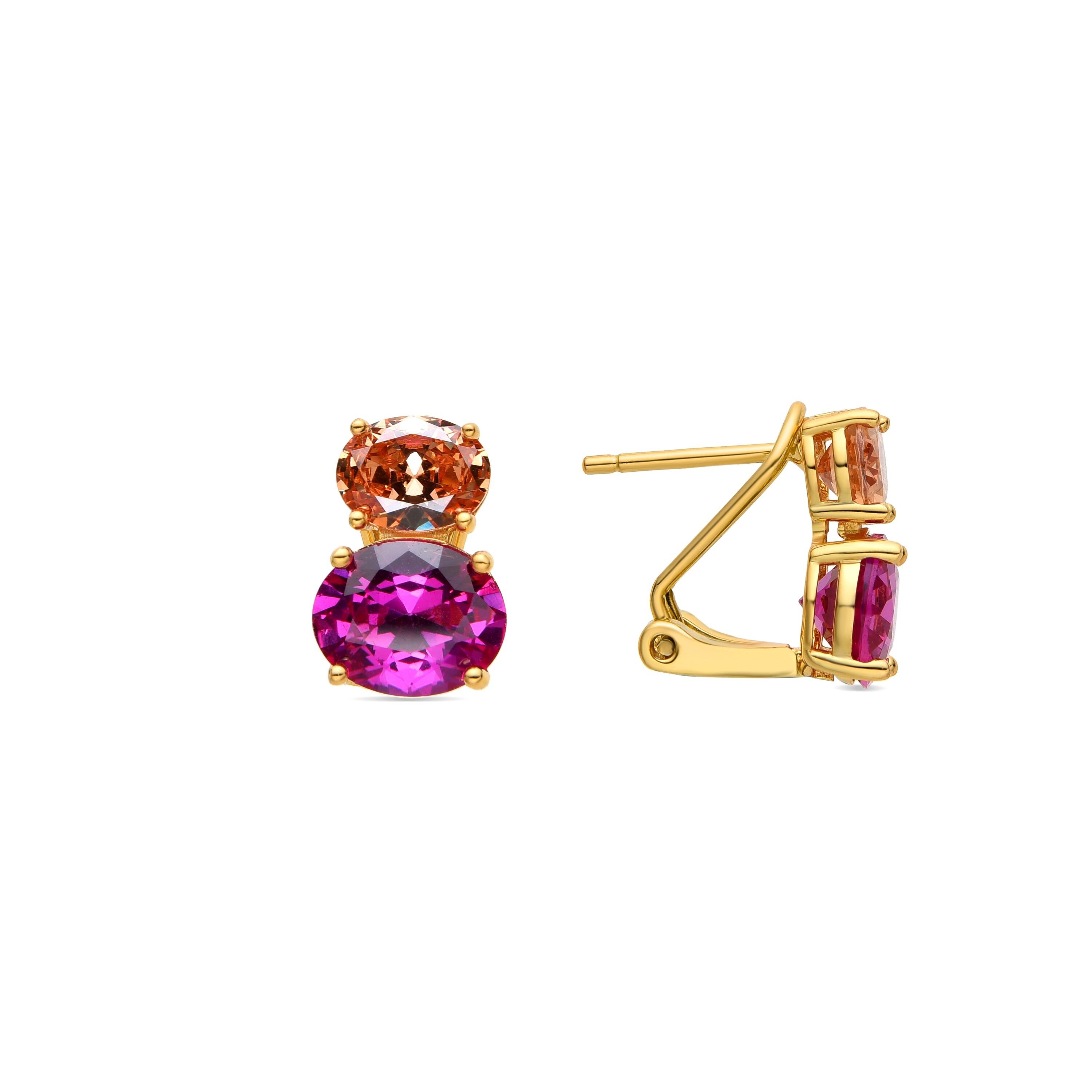 Luxenter 925 Sterling Silver Earrings with Pink Zirconia 18k Gold Finish - Elsoni