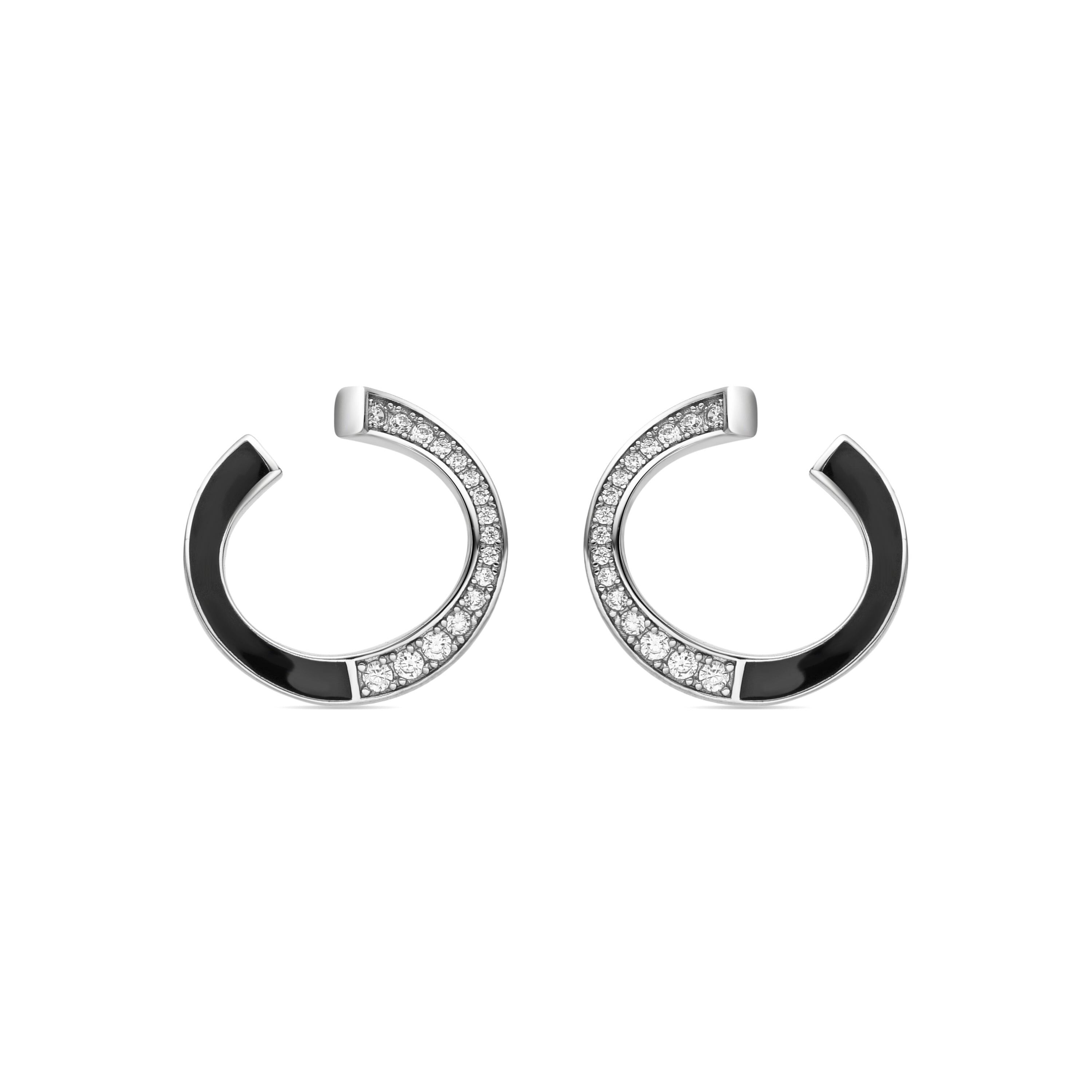 Orecchini Luxenter in argento Sterling 925 e lacca nera con finitura rodio - Epur