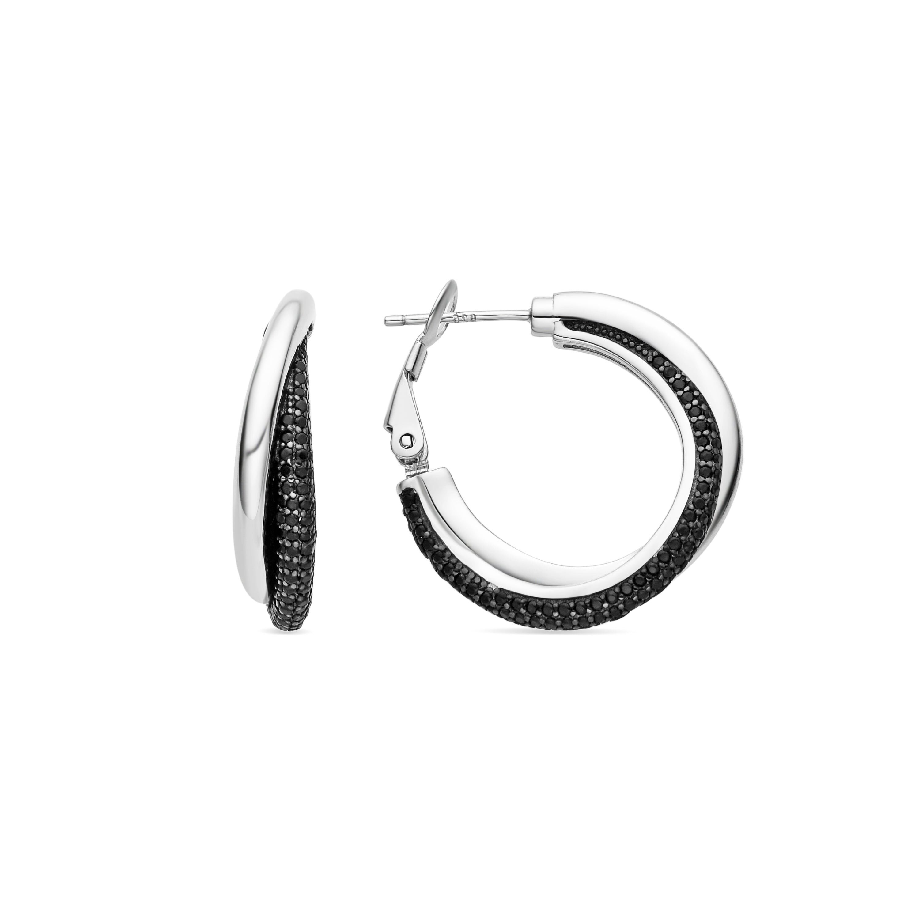 Orecchini Luxenter in argento sterling 925 e zirconi onice con finitura rodio - Dara